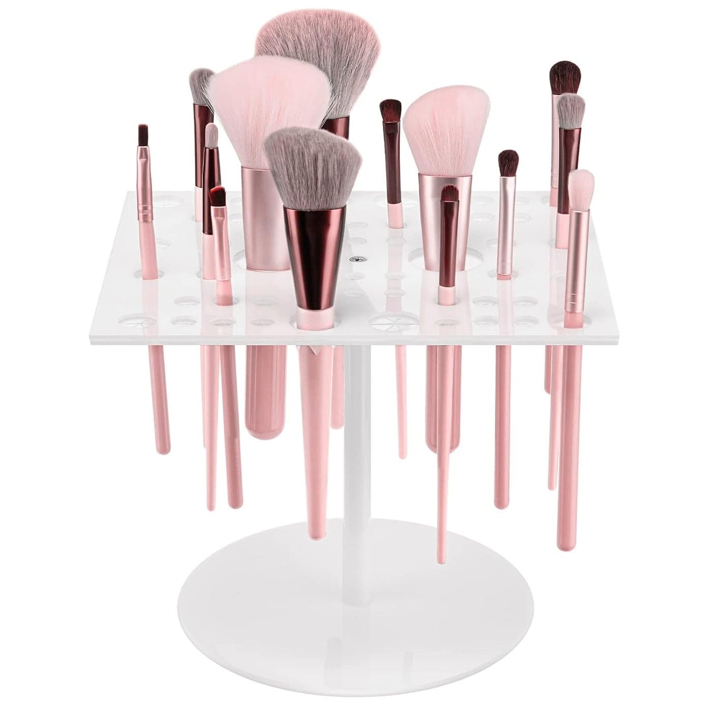 54 Holes Acrylic Brush Holder Makeup Brush Drying Rack Brush Dryer Collapsible Makeup Brush Holder Makeup Brush Dryer Stand for Acrylic Nail Brush Makeup Lover (White)