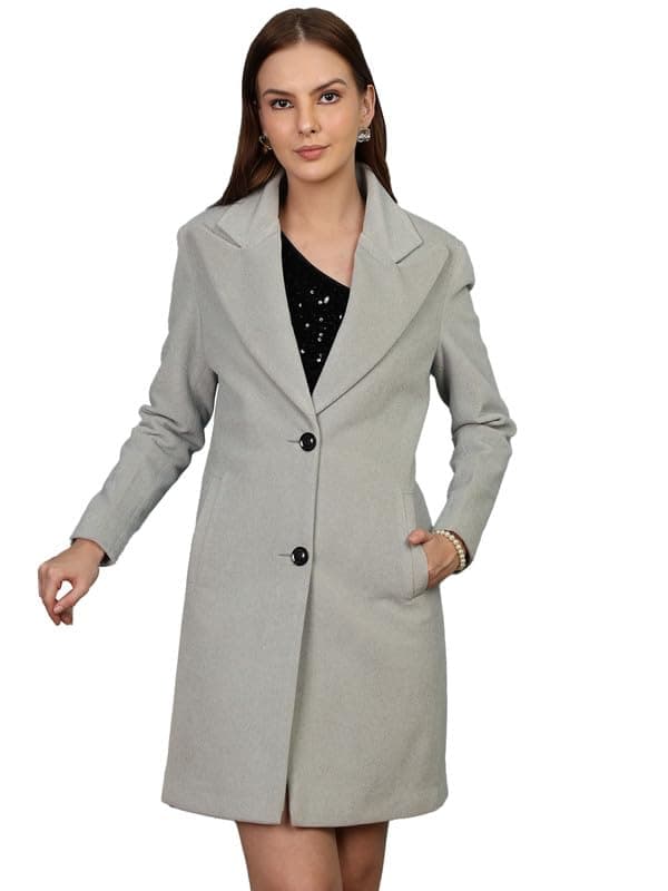 PLAGG Women Winter Long Overcoat with Wool blend and Comfort fit