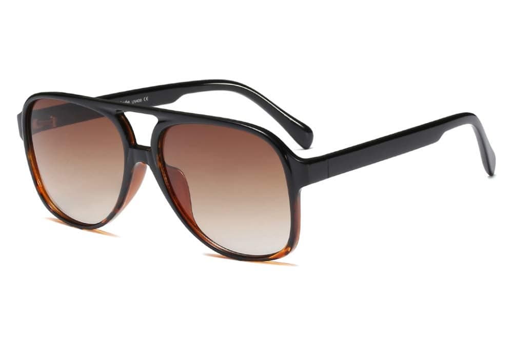 Freckles Mark Vintage Retro 70s Sunglasses for Women Men Classic Large Square Aviator Trendy Glasses (Gradient Brown/Tortoise, Millimeters, 60)