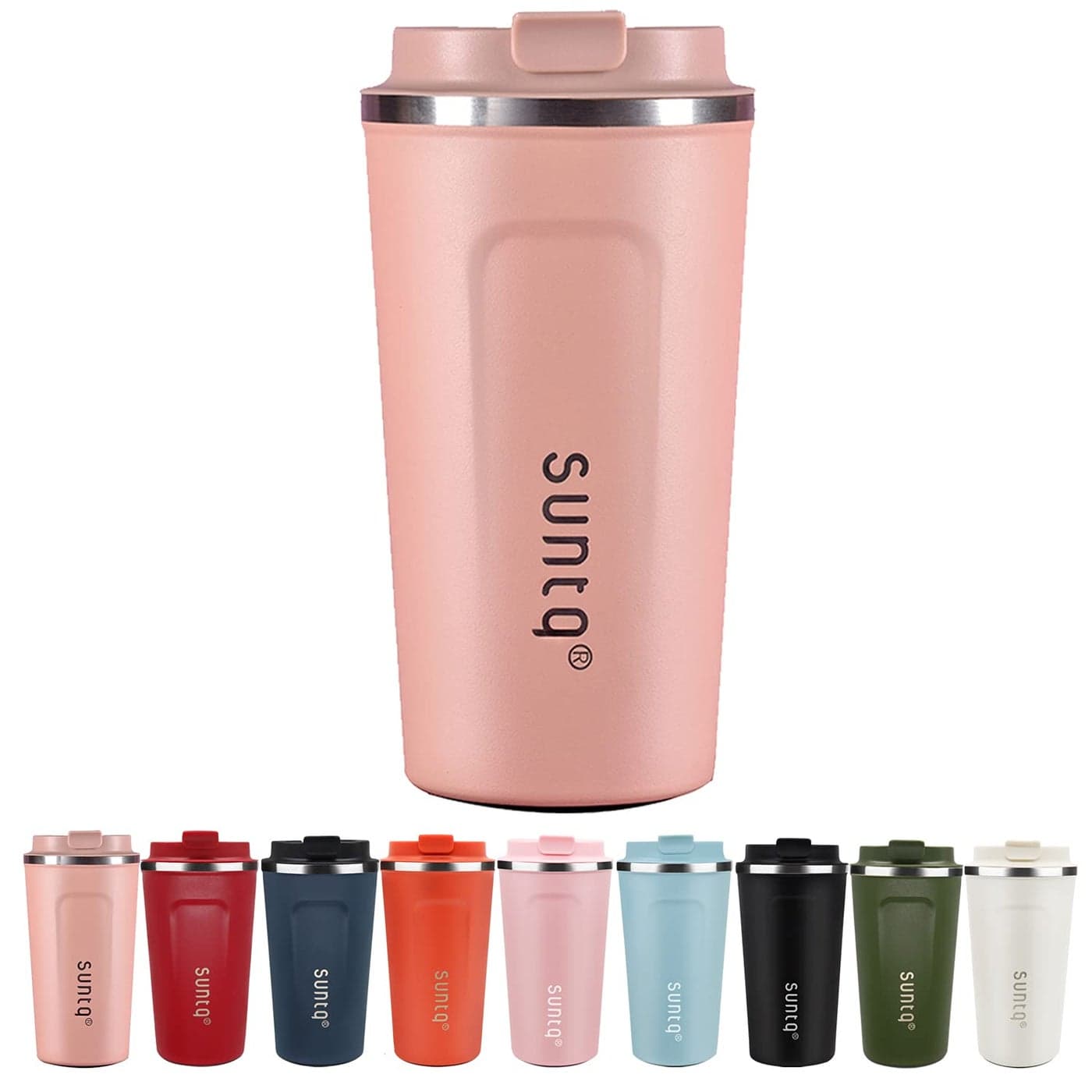 SUNTQ Reusable Coffee Cups Travel Coffee Travel Mug with Leakproof Lid Stainless Steel Coffee Travel Cup Light Pink 18oz510ml