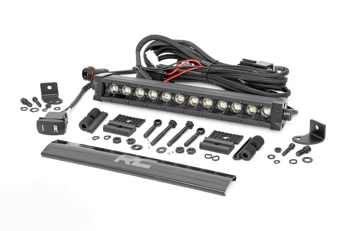 Rough Country 12" Black Series Single Row LED Light Bar | White DRL - 70712BLDRL