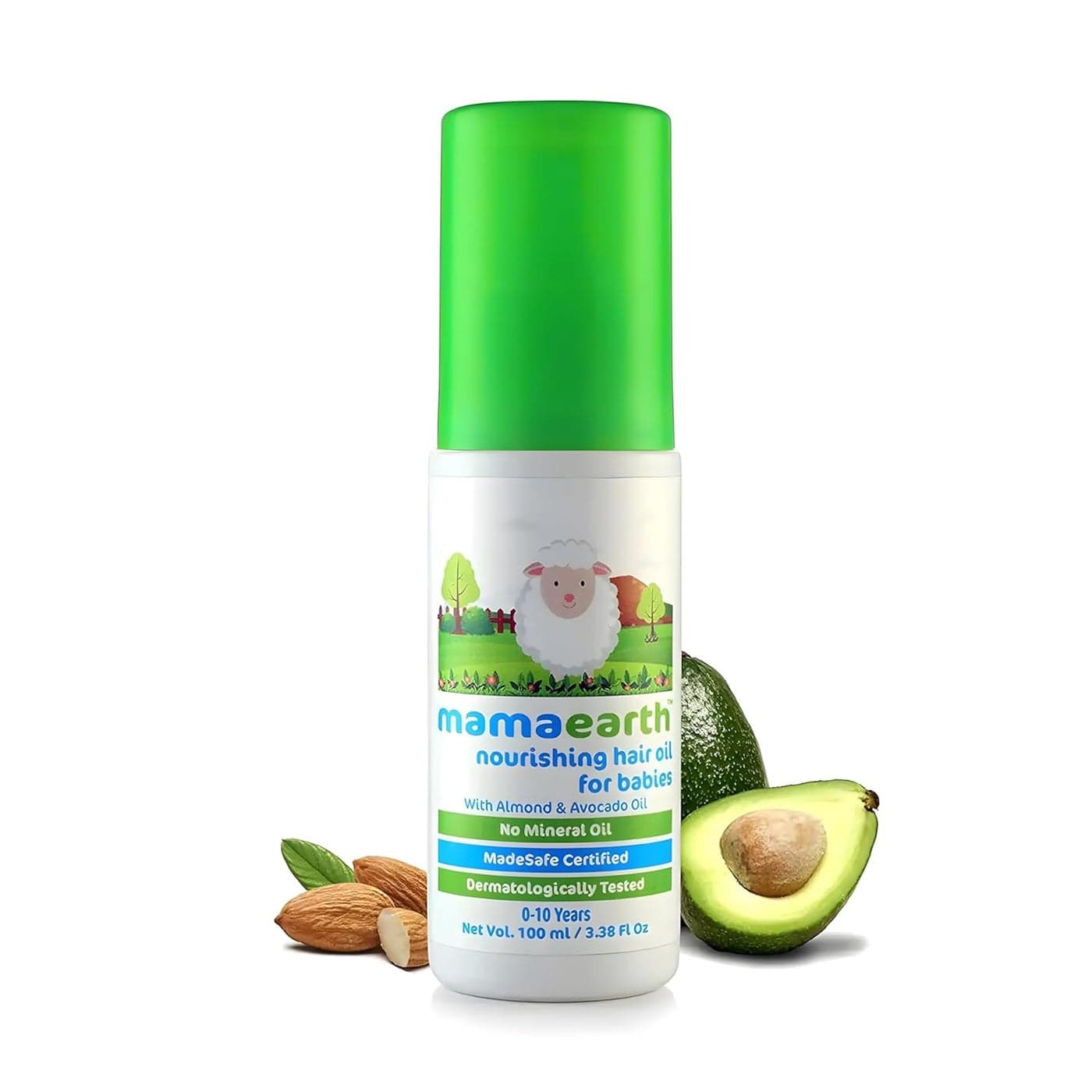 MAMAEARTH Nourishing Baby Hair Oil with Avocado Almond Oil for Soft Healthy Hair Safe for Newborns Infants NonSticky Dermatologically Tested 338 Fl Oz 100ml