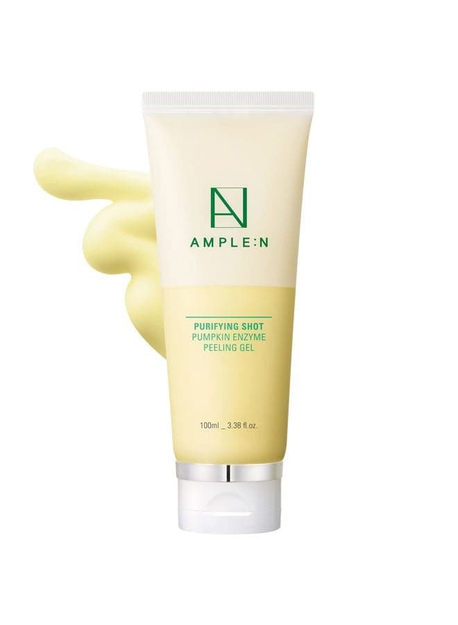 AMPLE:N Purifying Shot Pumpkin Enzyme Peeling Gel - Exfoliating Peeling Gel with Centella Asiatica Extract and Ginseng – Gentle Gommage Exfoliant for Face - For Oily and Sensitive Skin, 3.38 fl.oz.