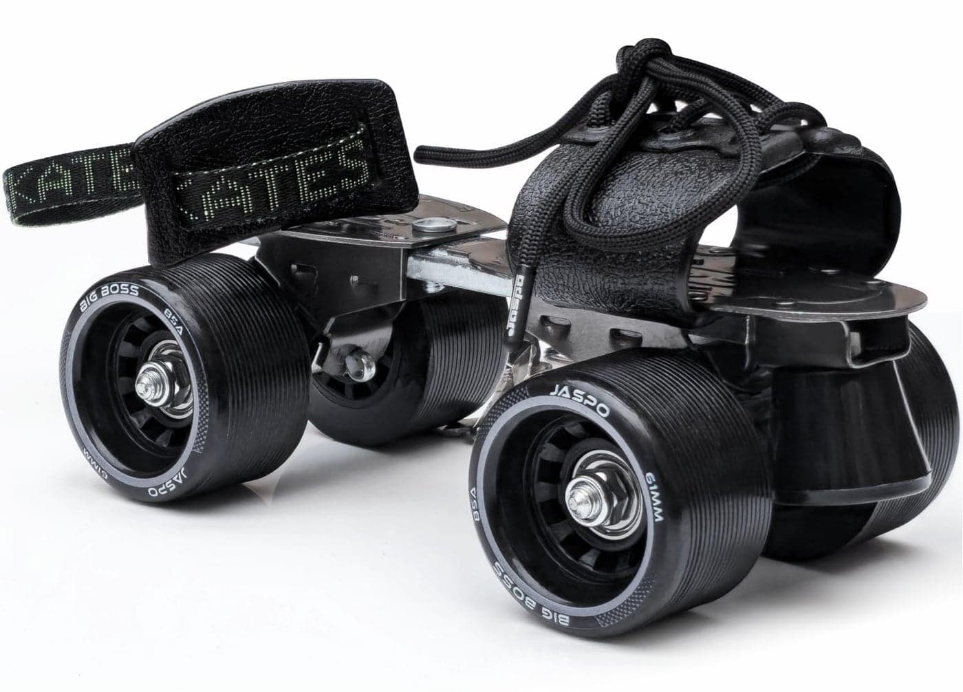 Jaspo Big Boss Adjustable Quad Roller Skates for Kids and Adults (6 Yrs & Above),Indoor Outdoor Wheels,Metal Body (21-27 cm Foot Length)| for Beginner & Advanced Skaters, Color-Black & Grey