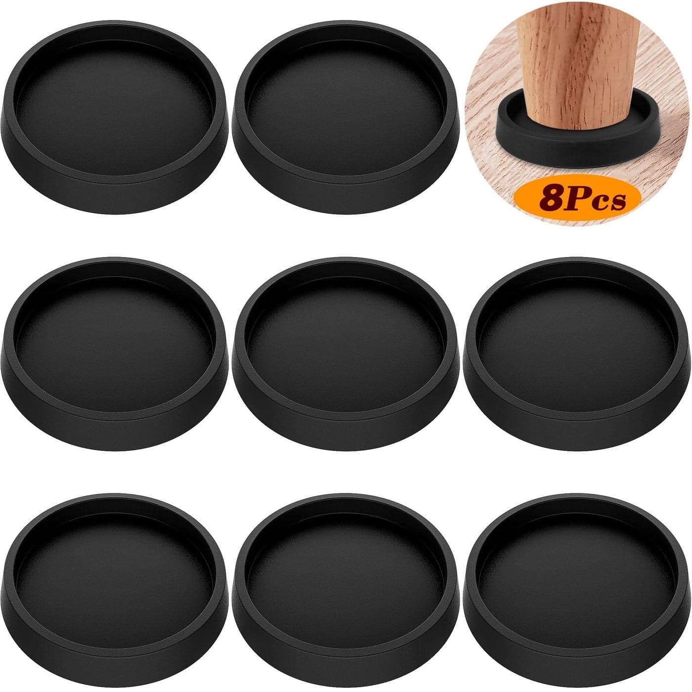 Furniture Leg Coasters 8Pcs Caster Cups 25Non Slip Rubber Pads Hardwood Floors Protectors for Sofa Bed Piano Chair Leg Anti Slide Floor Protector