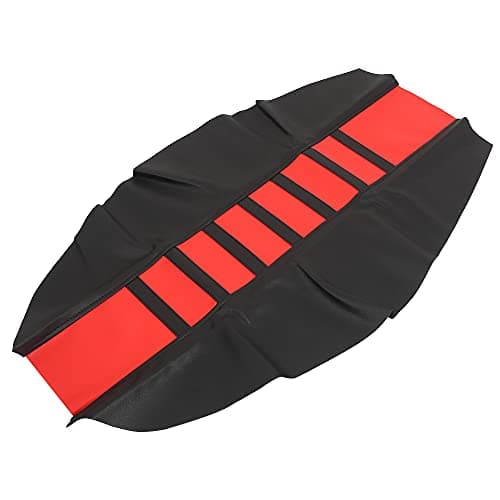 X AUTOHAUX Motorcycle Dirt Bike Faux Leather Soft Seat Cover Anti Slip Seat Cushion Red Black