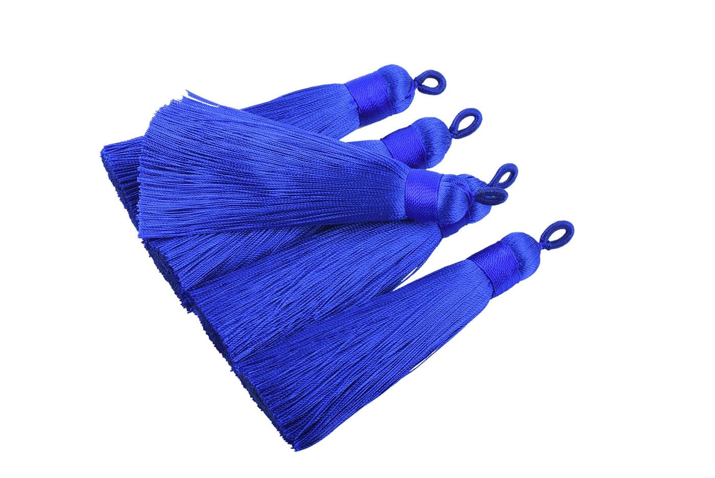 KONMAY 10pcs 3.4''(8.5cm) Handmade Imitation Silk Tassels with Hanging Loop for Jewelry Making (Royal Blue)