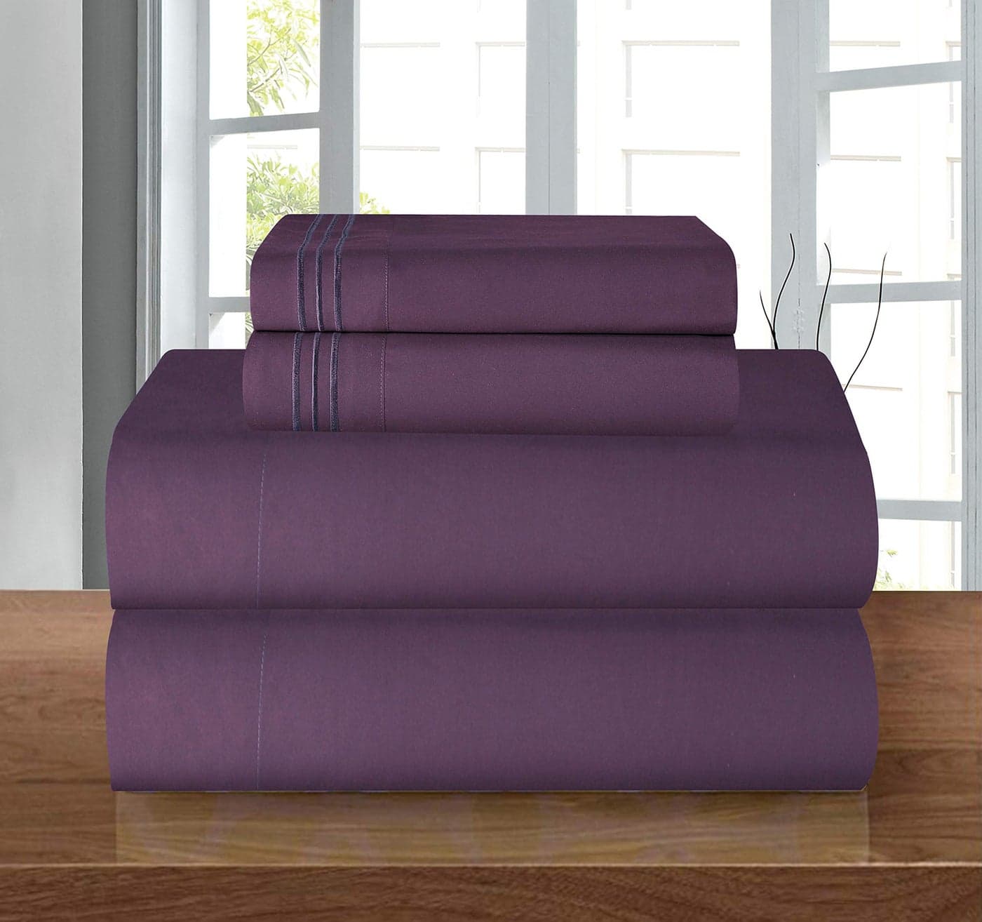 Elegant Comfort Luxury Soft 1500 Premier Egyptian 4-Piece Premium Hotel Quality Wrinkle Resistant Coziest Bedding Set, All Around Elastic Fitted Sheet, Deep Pocket up to 16inch, Full, Purple