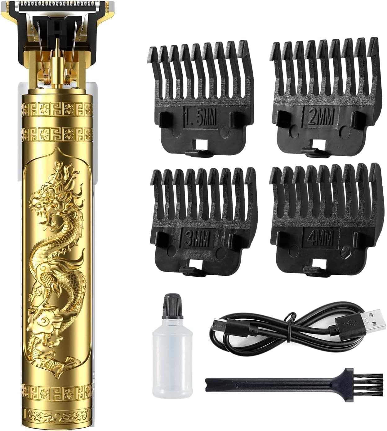 Trimmer Men Professional Cordless Hair Clipper Dragon Style, Rechargeable Trimmer For Beard, Hairs, Moustache & Face, Electric T Blade Zero Gapped Shaving Machine Men's Grooming Kit (Plastic)
