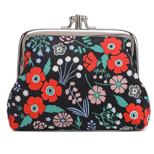 Sanxiner Cute Floral Buckle Coin Purses Vintage Pouch Kiss-lock Change Purse Wallets