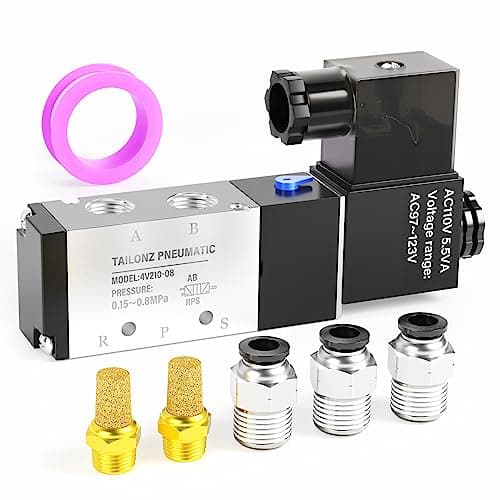 TAILONZ PNEUMATIC 1/4"NPT Solenoid Valve 4V210-08 AC110V Single Coil Pilot-Operated Electric 2 Position 5 Way Connection Type Junction Box