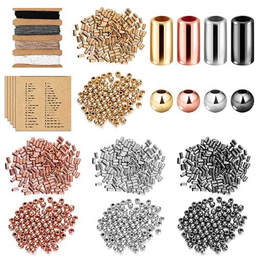 DIY Morse Code Bracelet Making Kit 800 Round Spacer Beads and 800 Long Tube Spacer Beads Handmade Adjustable Bracelets Necklaces 20 Morse Code Decoding Card and 20 Yard Twine Cord for Jewelry Making