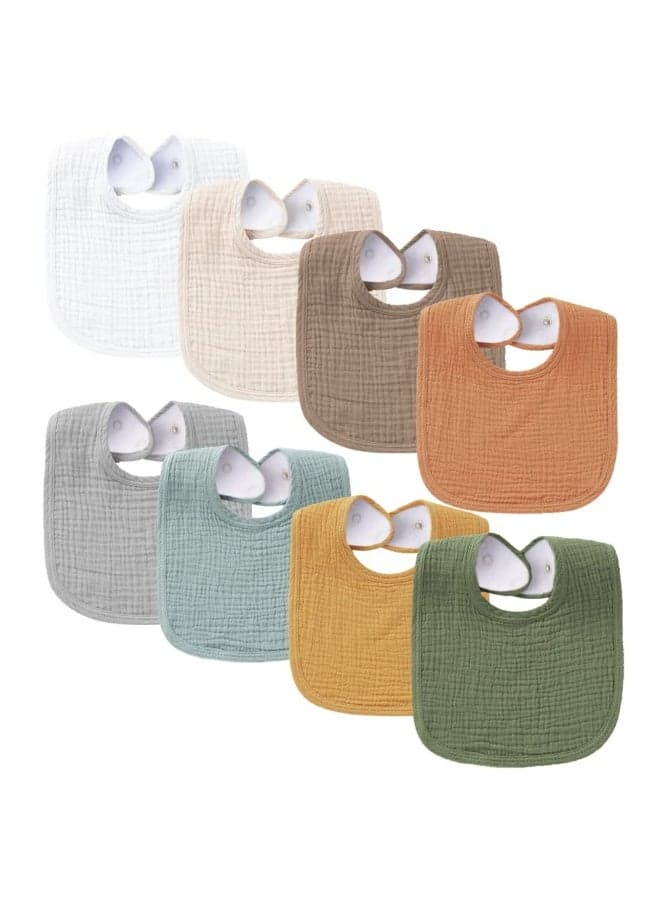 Konssy Muslin Baby Bibs 8 Pack Baby Bandana Drool Bibs Cotton for Unisex Boys and Girls, Soft Absorbent Set for Teething and Drooling