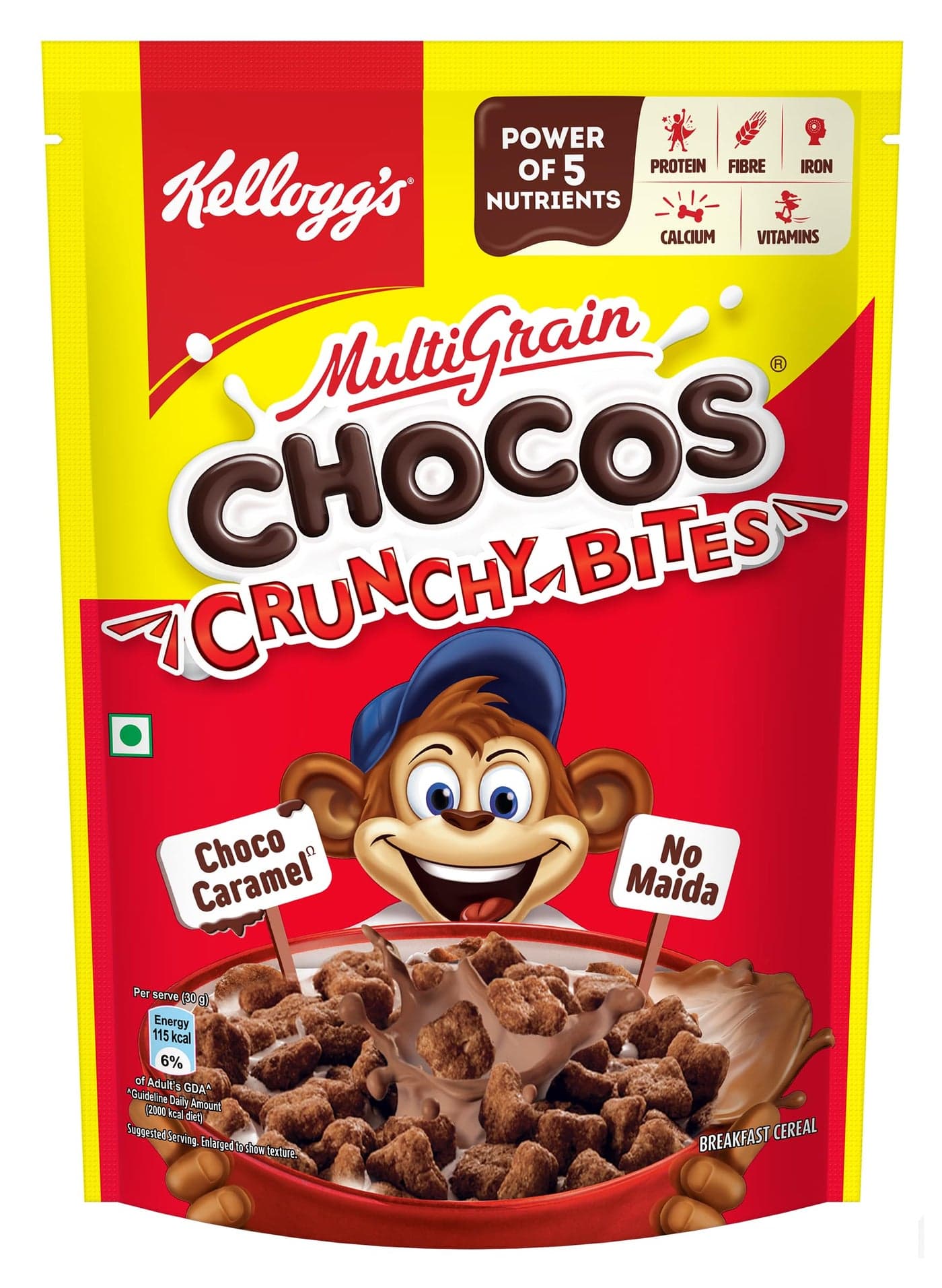 Kellogg's Chocolatecrunchy Bites | Source Of Calcium, High In Protein, With 10 Essential Vitamins & Minerals, Source Of Fibre | Breakfast Cerea L For Kids | 375G