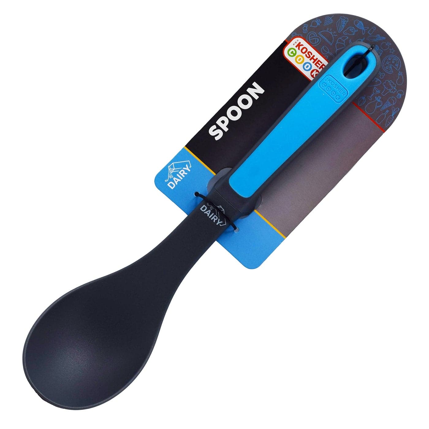 Dairy Blue Basting Spoon Heavy Duty Silicone Mixing and Serving Utensil with Ergonomic Handle and Comfortable Grip For Cooking and Baking Color Coded Kitchen Tools by The Kosher Cook