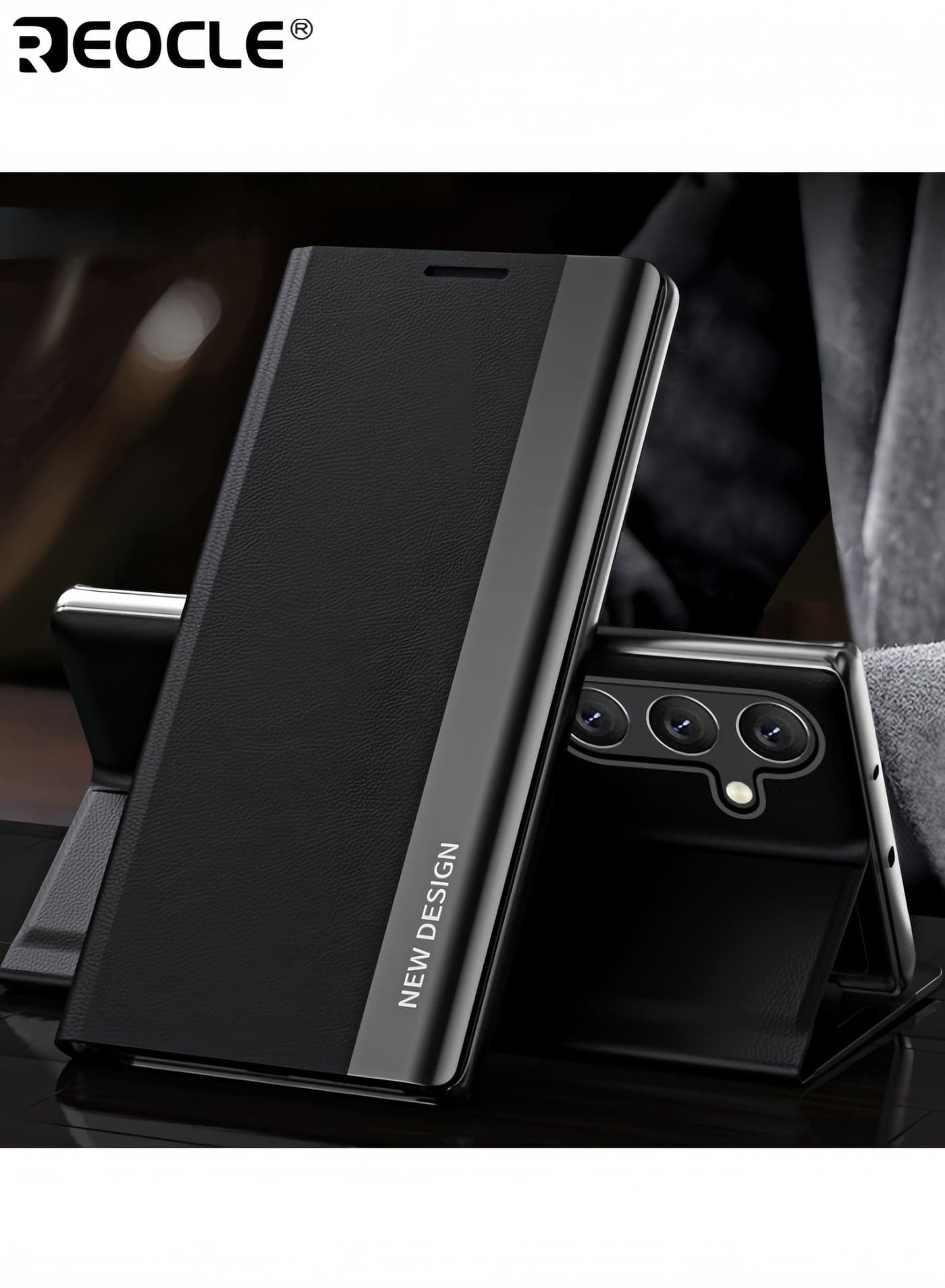 Mobile Phone Case for Samsung S22 Ultra Premium Leather Flip Foldable Shockproof Protective Case Electroplated Magnetic Stand Protective Cover