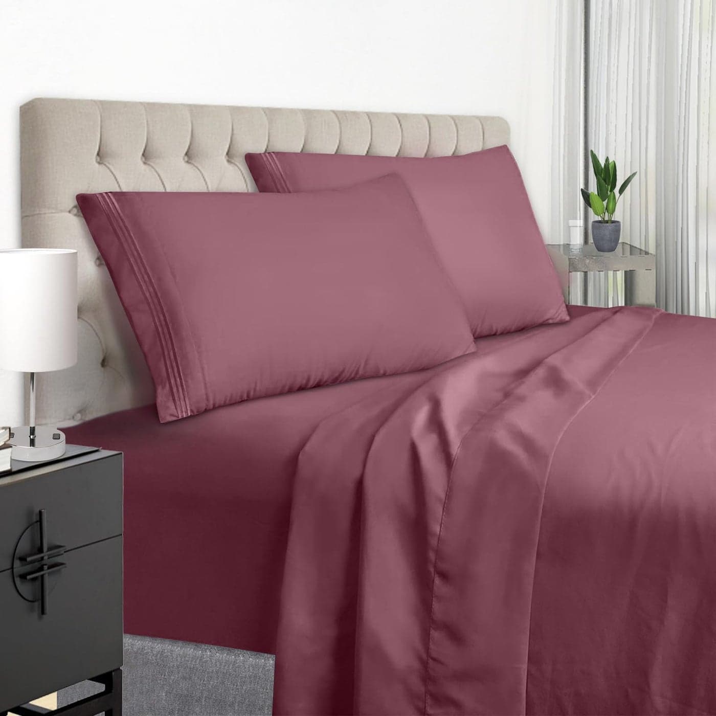 EaseHome Burgundy Full Size Bed Sheet Set Deep Pocket to 18 inches Mattress 4 Piece Premium Bedding Sheets Pillowcases Collection Extra SoftWrinkle Fade Stain Resistant