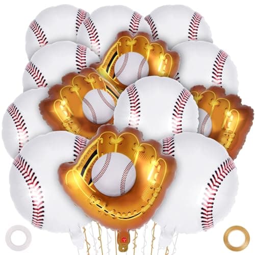 13 Pcs Baseball Balloons20 Inch Baseball Glove Foil Mylar BalloonsBaseball Themed Party Supplies Sports Balloons for Sport Themed Birthdays Party Baby Shower Decorations