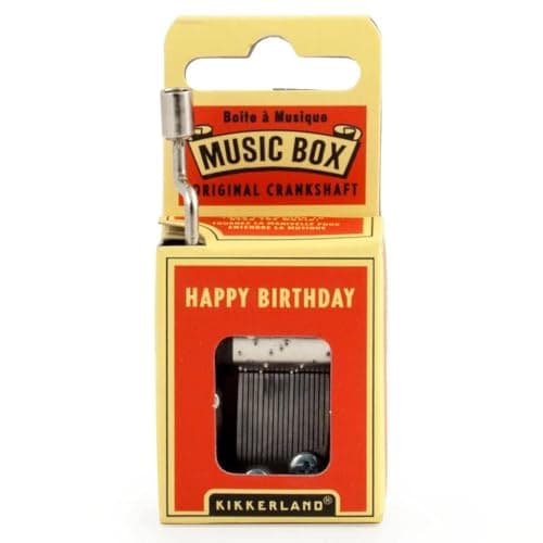 Kikkerland Happy Birthday Crank Music Box,Silver