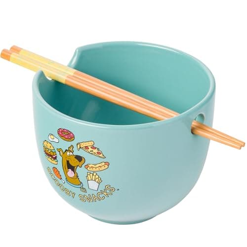 Silver Buffalo Scooby-Doo Scooby Snacks Ceramic Ramen Noodle Rice Bowl with Chopsticks, Microwave Safe, 20 Ounces