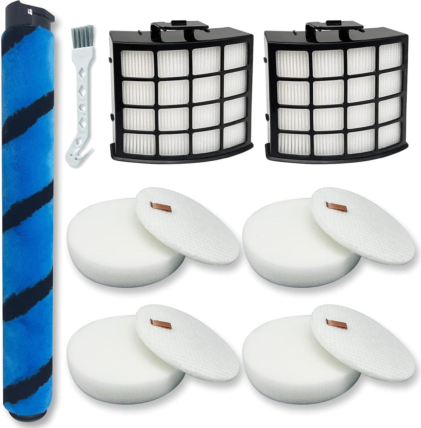 Leemone AZ2002 Filter Replacement Accessories for Shark AZ2002 AZ2000 AZ2000W Vertex DuoClean PowerFin Upright Vacuum 2 PostMotor Filters 4 Foam Felt Filters 1 Soft Brushroll