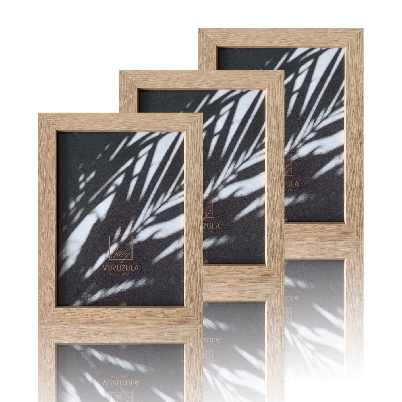 VUVUZULA 15 x 20 cm Wooden Photo Frame Set of 3 Natural 6 x 8 Inch MDF Frame