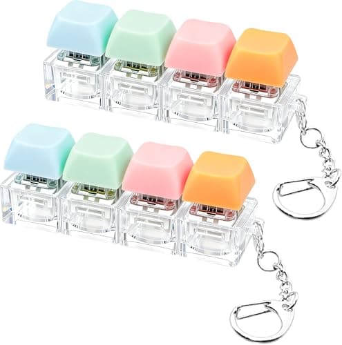 2 PCS Keyboard Fidget Toy Keyboard Fidget Keychain 4in1 Keyboard Decompression Button Finger Clicker Toys Button Stress Relief Fidget Gifts to Relief Stress Fours Pink Orange Blue