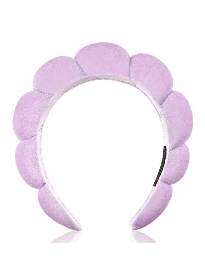 Spa Headband for Women Sponge Headband for Washing Face Clouds Soft Hairband Makeup Headbands for Women Girls Shower Makeup Skincare (Purple)