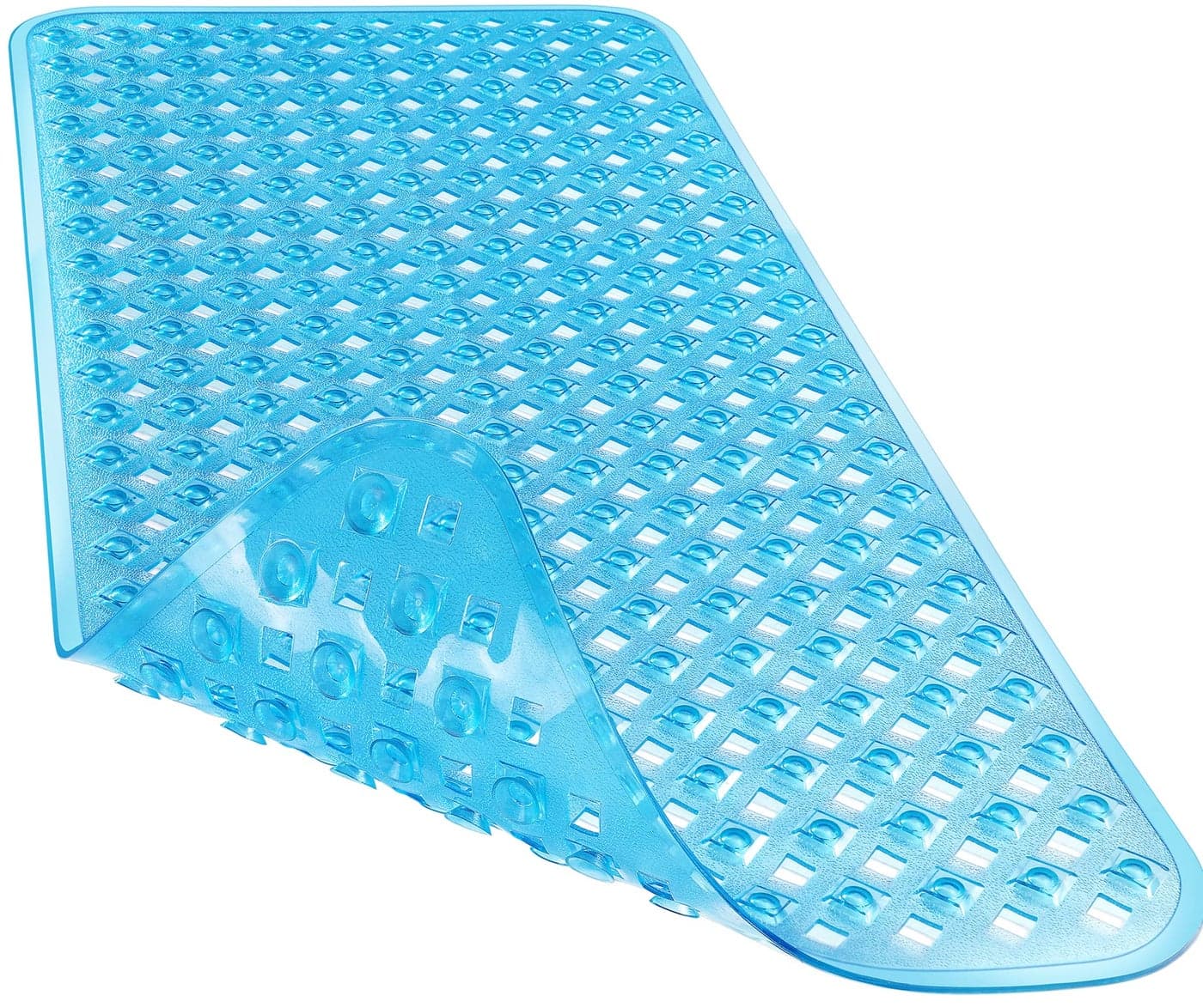 Yimobra Bathtub Mat Non Slip 345x155 Inch Long Shower Mat with Drain Holes Suction Cups Bath Mats for Inside Shower Machine Washable BPA Latex Phthalate Free Clean Blue