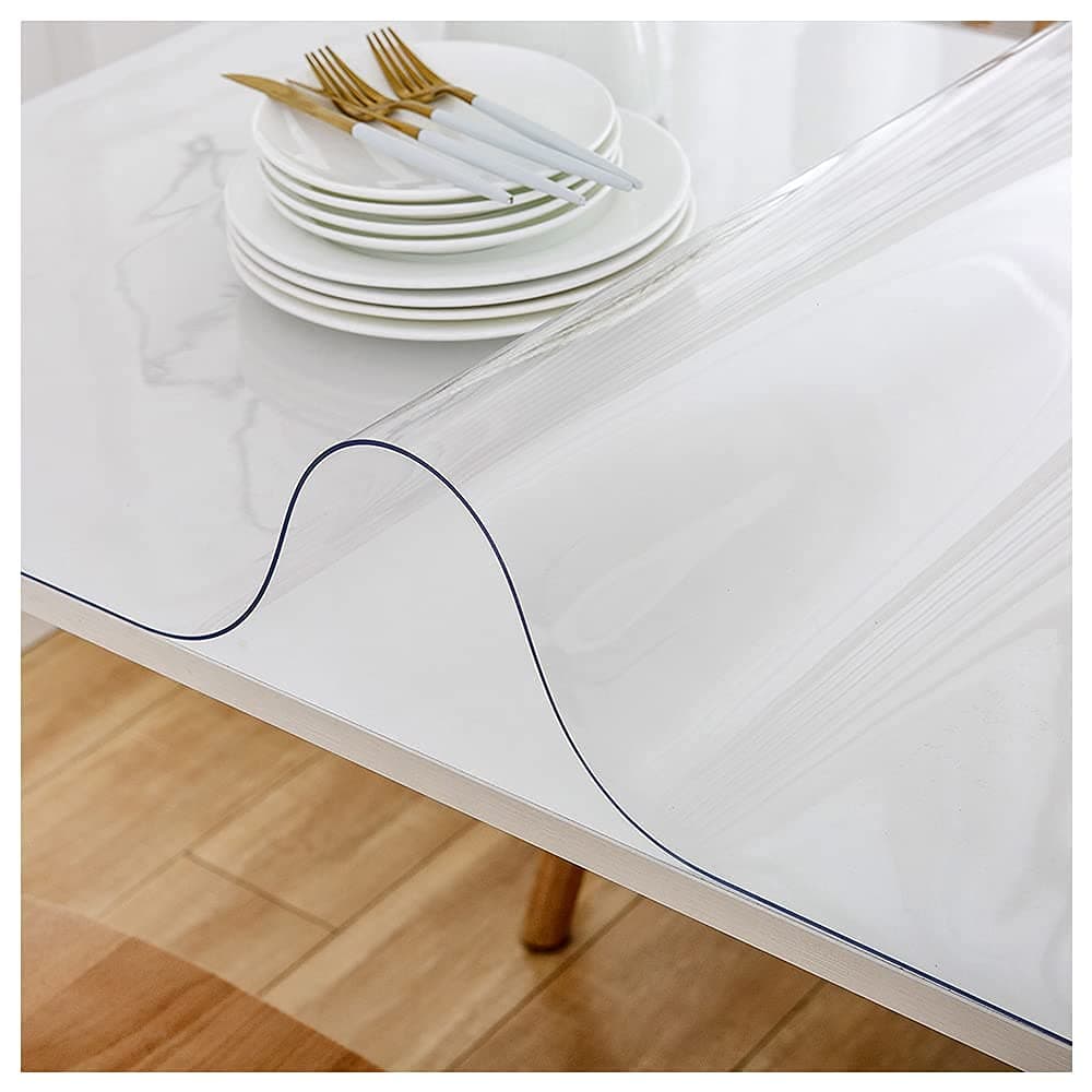 LAVOUP Table Protecter 90 x 180 cm Clear 15mm PVC Wipeable Table Cover Cloth Waterproof For Home Kitchen 354 X 709 Inch Transparent 90 x 180 cm