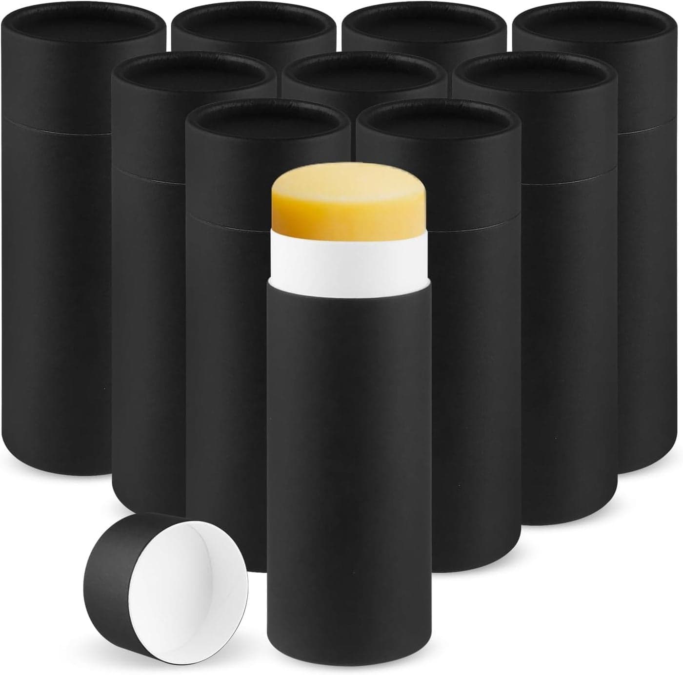 10 Pcs 75g/2.5oz Paperboard Deodorant Tubes Refillable,Cardboard Tubes Empty Solid Perfume Container Lotion Sticks Jars for DIY Cosmetic Samples Deodorant - Black