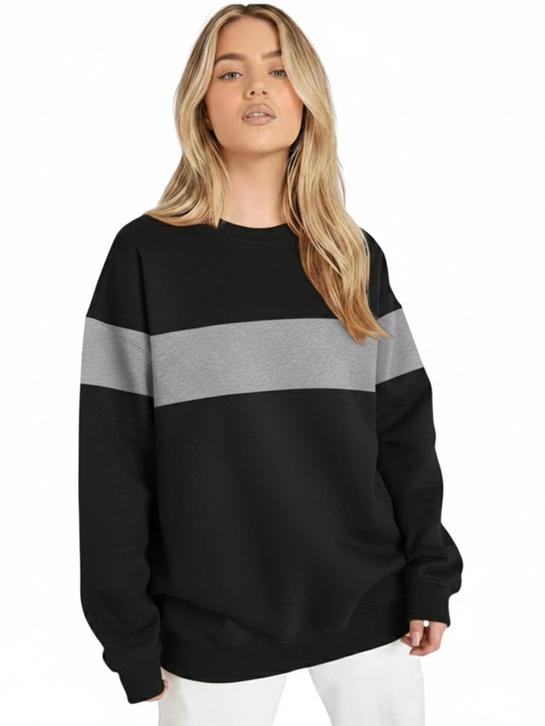 LEOTUDE Women’s Loose fit Round Neck Sweatshirt for Women (GRL_W11_SP-XOD9_P_ZGrey_S)