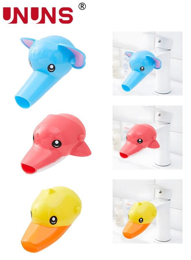 3 Pcs Kids Faucet Extender Set Safety Sink Handle Extender Hand Washing Tools (0Dolphi, Duck, Elephant)