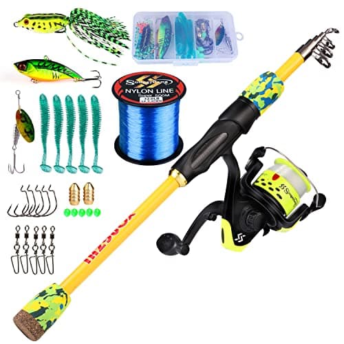 Sougayilang Fishing Rod and Reel Combo, 1.5m Telescopic Fishing Pole with Spinning Reel Full Set-1.5m & Reel Yellow