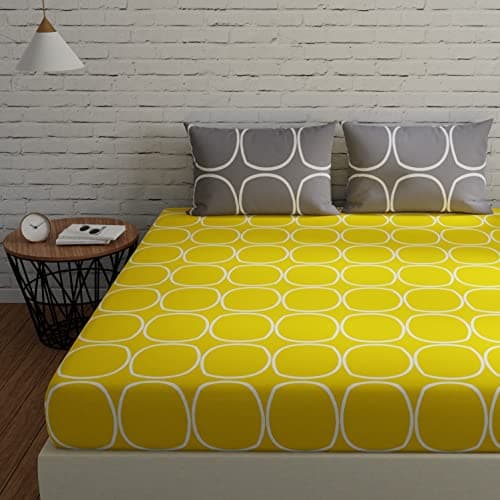 Huesland by Ahmedabad Cotton 144 Tc King Size Bedsheet Cotton with 2 Pillow Covers | 108 X 108 in, Grey