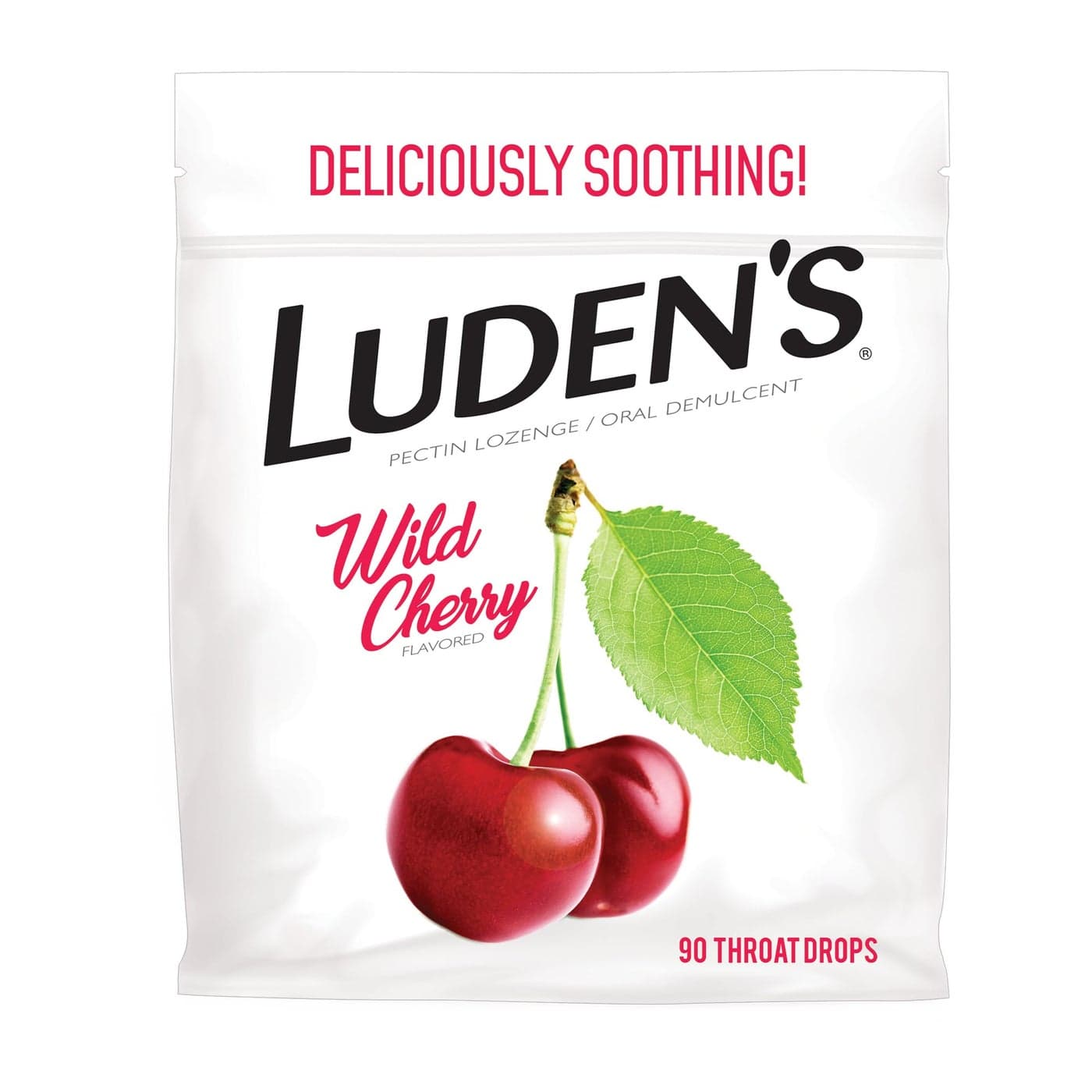 Ludens Deliciously Soothing Throat Drops Wild Cherry Flavor 90 Count