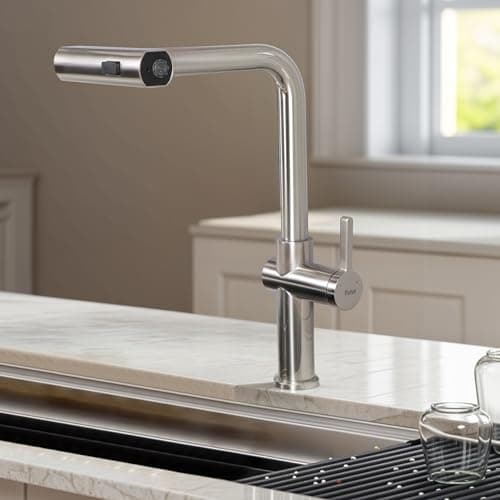 Ruhe® Arrow Triple Flow Pull-Out Kitchen Mixer Faucet | 360° Swivel | Hot & Cold Water | Sprayer Faucet | Single Lever Tap | Table Mounted Kitchen Sink Tap