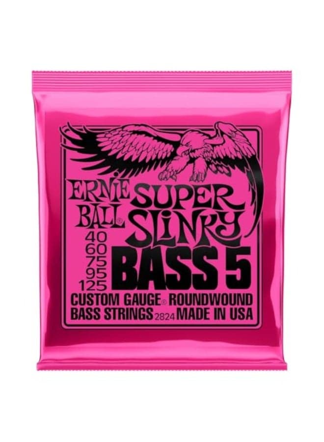 5-String Super Slinky Nickel Wound Bass Guitar Strings, 40-125 Gauge (P02824)