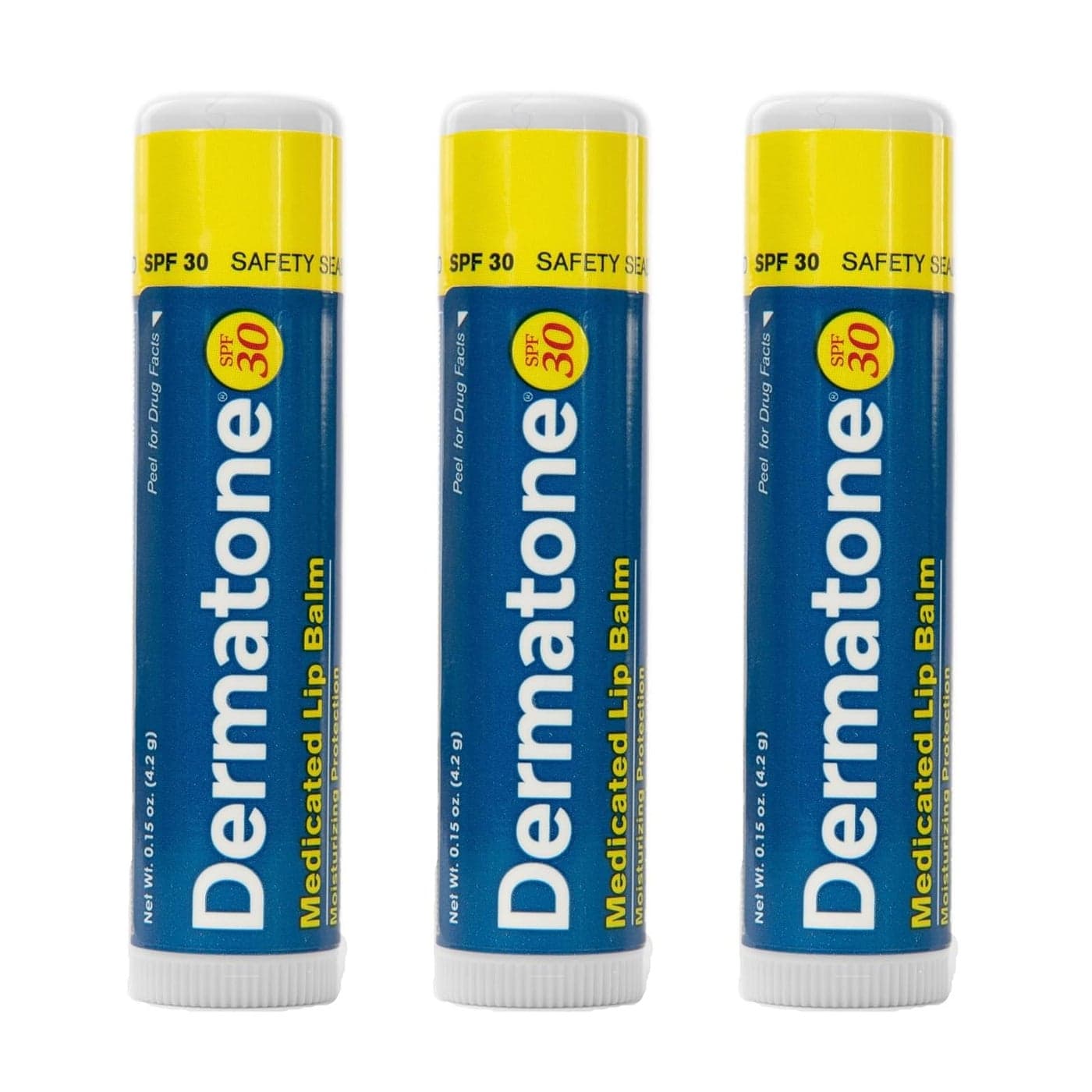Dermatone Original Lip Balm Medicated Moisturizing Cocoa Butter Aloe Vitamin E Soothe Heal Chapped Lips SPF30 3Pack 015oz sticks