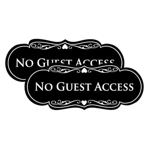 All Quality Designer No Guest Access Wall or Door Sign - Black - Large (2 Pack)