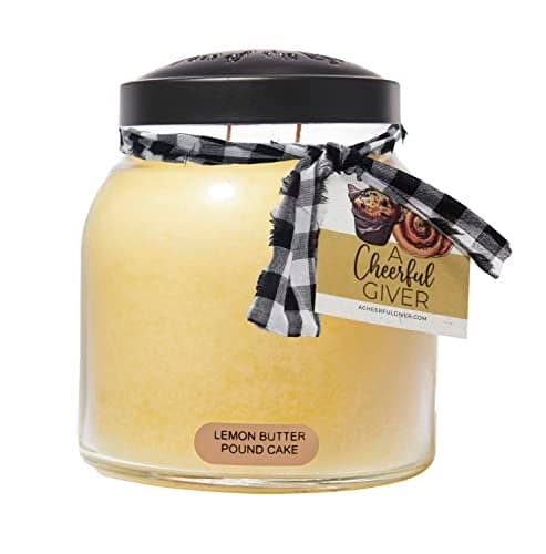 A Cheerful Giver — Lemon Butter Pound Cake - 34oz Papa Scented Candle Jar with Lid - Keepers of the Light - 155 Hours of Burn Time, Gift for Women, Yellow