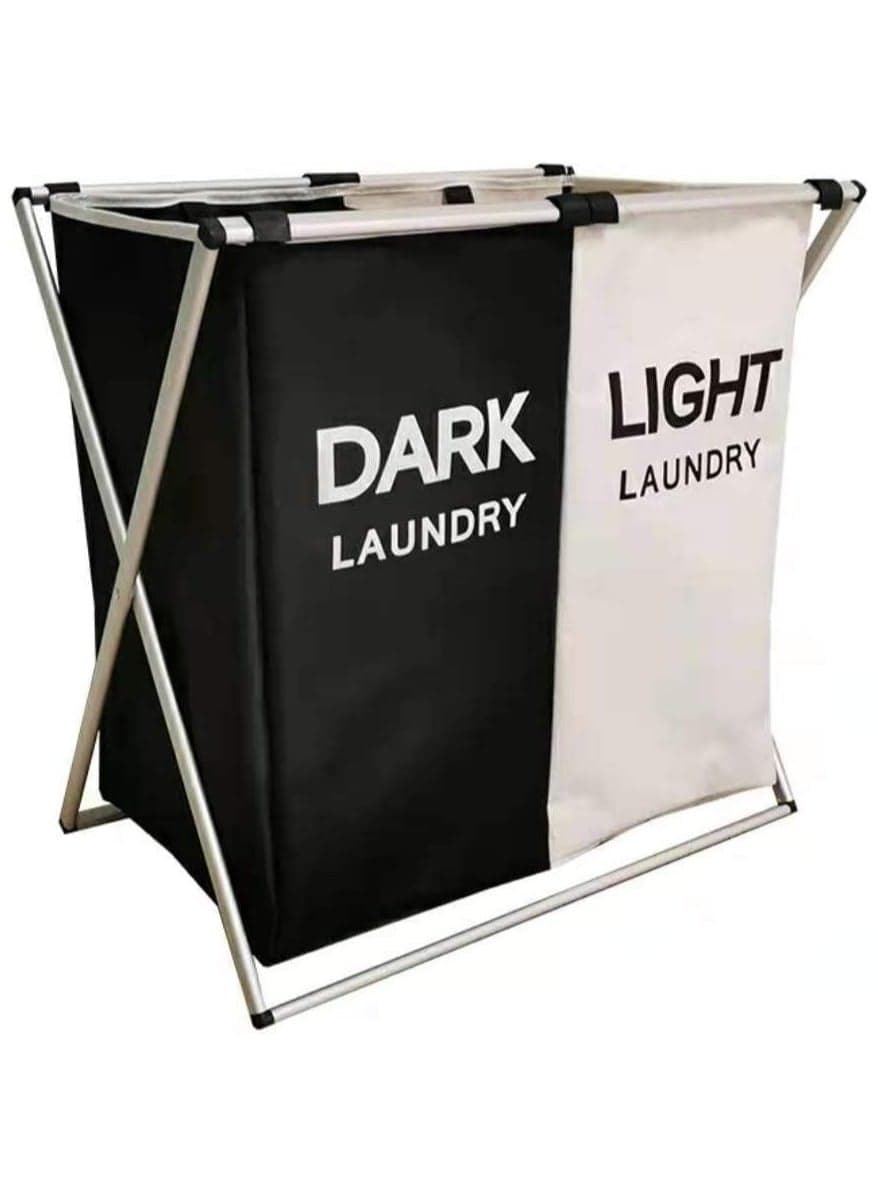 Upgraded Foldable Laundry Basket with Laundry Bag Capacity and Aluminum Support, More Stable and Durable Foldable Laundry Basket with 3 Sections.