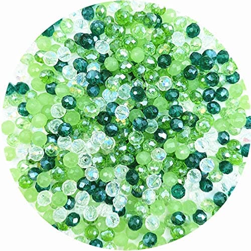 Jmassyang 6mm Crystal Glass Beads Briolette Rondelle Faceted AB Spacer Bead Sparkle Crystal Glass Beads for Jewelry Making Bracelets Necklaces Earrings(Green Mixed, 450pcs)