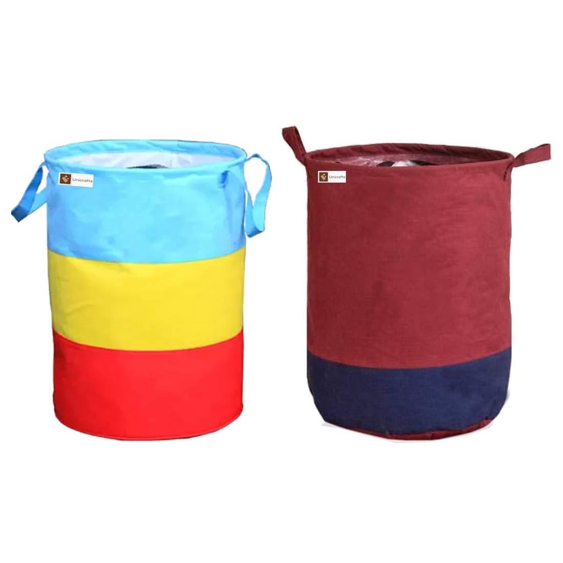 Unicrafts Laundry Bag 45 L Durable and Collapsible Laundry storage Bag with Handles Clothes Toys Storage Foldable Laundry Bag for Dirty Clothes Combo Pack of 2 Pc Multicolor Maroon 11