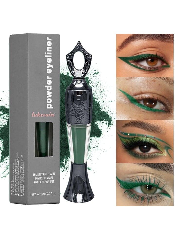 Powder Eyeliner-100% Natural Plant Formula Powder Eyeliner Easily Removed Eye Makeup Natural Eyeliner Last for All Day Long Lasting Dry Powder Eyeliner #2Dark Green