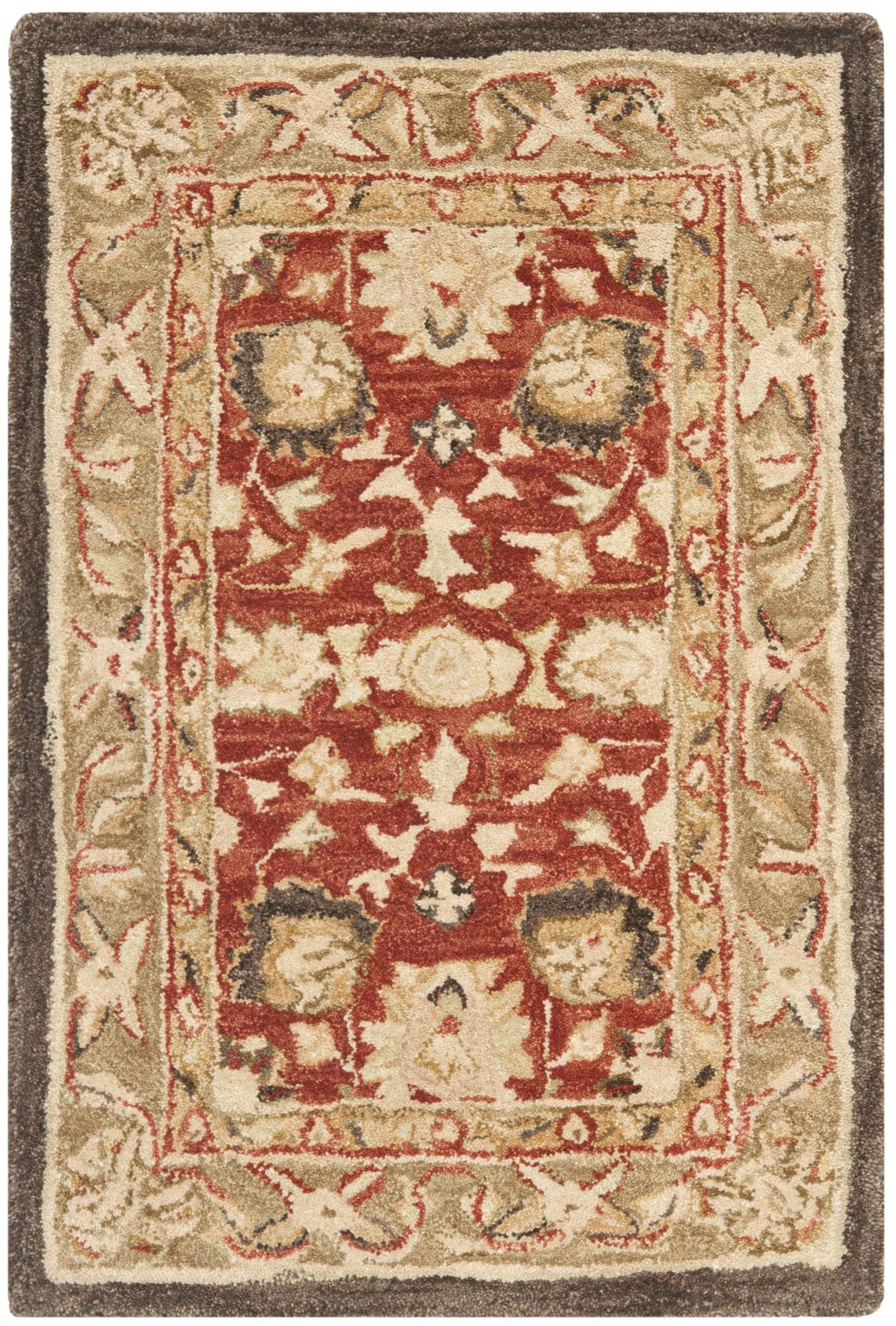 SAFAVIEH Anatolia Collection Accent Rug 2 x 3 Rust Green Handmade Traditional Oriental Wool Ideal for High Traffic Areas in Entryway Living Room Bedroom AN512G