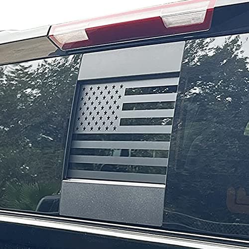 Zxiaochun Rear Middle Window American Flag Decal for Chevy Silverado/GMC Sierra 2019-2022 2023 2024 2025 Back Center Sliding Window USA Flag Vinyl Sticker Exterior Accessories(Matte Black)