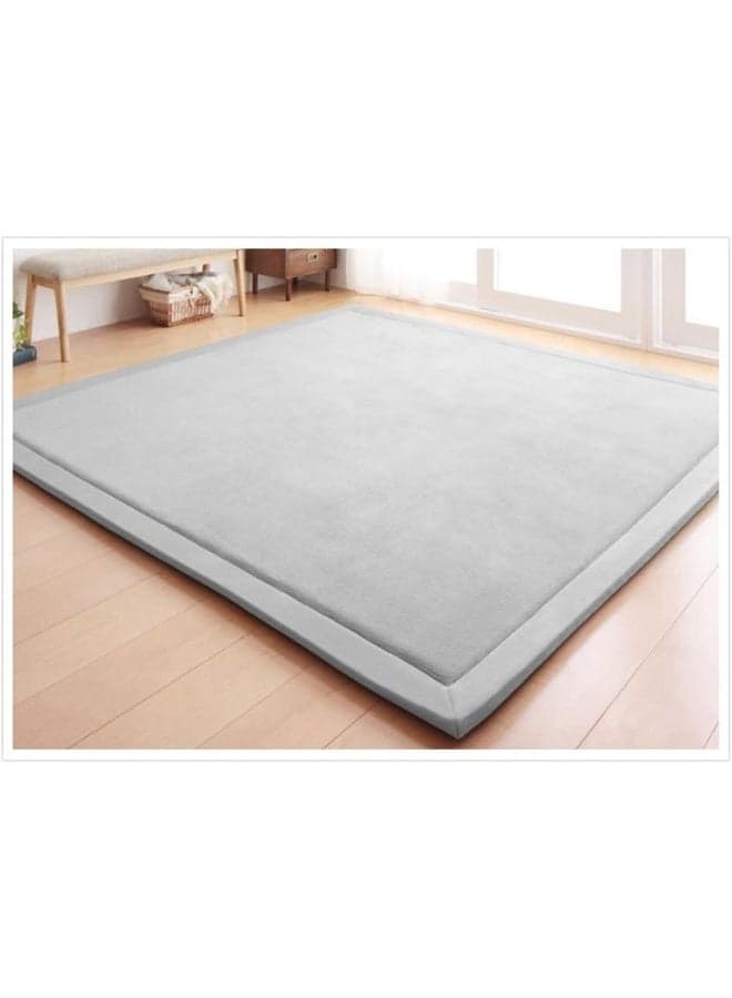 Loartee Nursery Rug Coral Velvet Crawling Mat Area Rugs Crawling Mat (5.0'x 6'8", Gray) for Toddler Children Play Mat Yoga Mat Exercise Pads Carpet