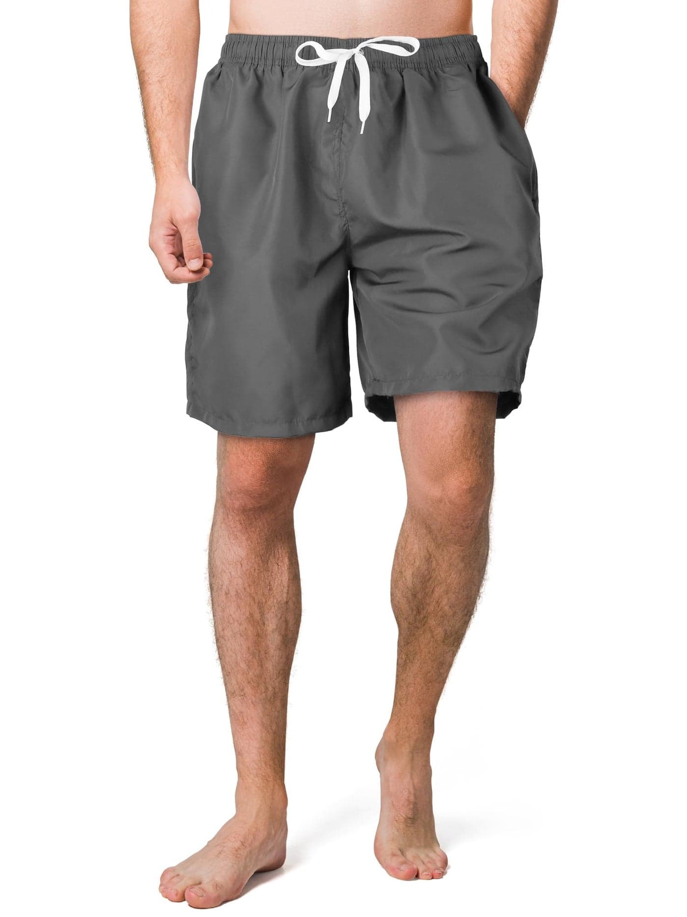 Scotamalone Mens Swim Trunks, Quick Dry Swimming Shorts 7 Inch with Mesh Lining for Swimwear, Bathing Suits Grey