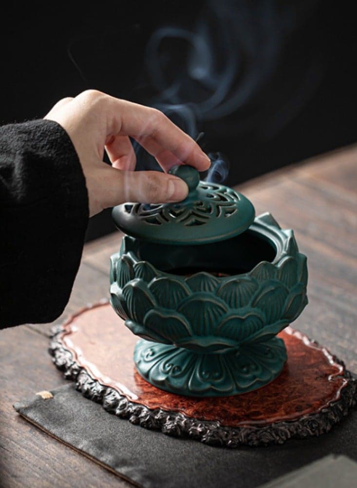 Lotus Ceramic Incense Burner Sandalwood Home Incense Display Lotus Incense Burner Creative Incense Burner Incense Path